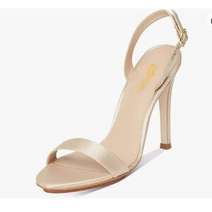 Zszszsu Champagne Open Toe Buckled Slingback Sandals Sexy Single Strap Shoes